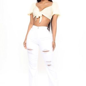 NWT never worn White Ripped Bell Bottoms